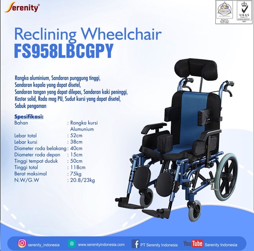 [#5] Kursi Roda Reclining Serenity ( FS 958 )