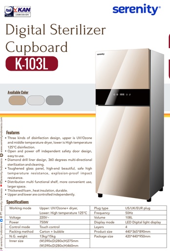 Sterilisator Digital Cupbard K103L 2Pintu Serenity